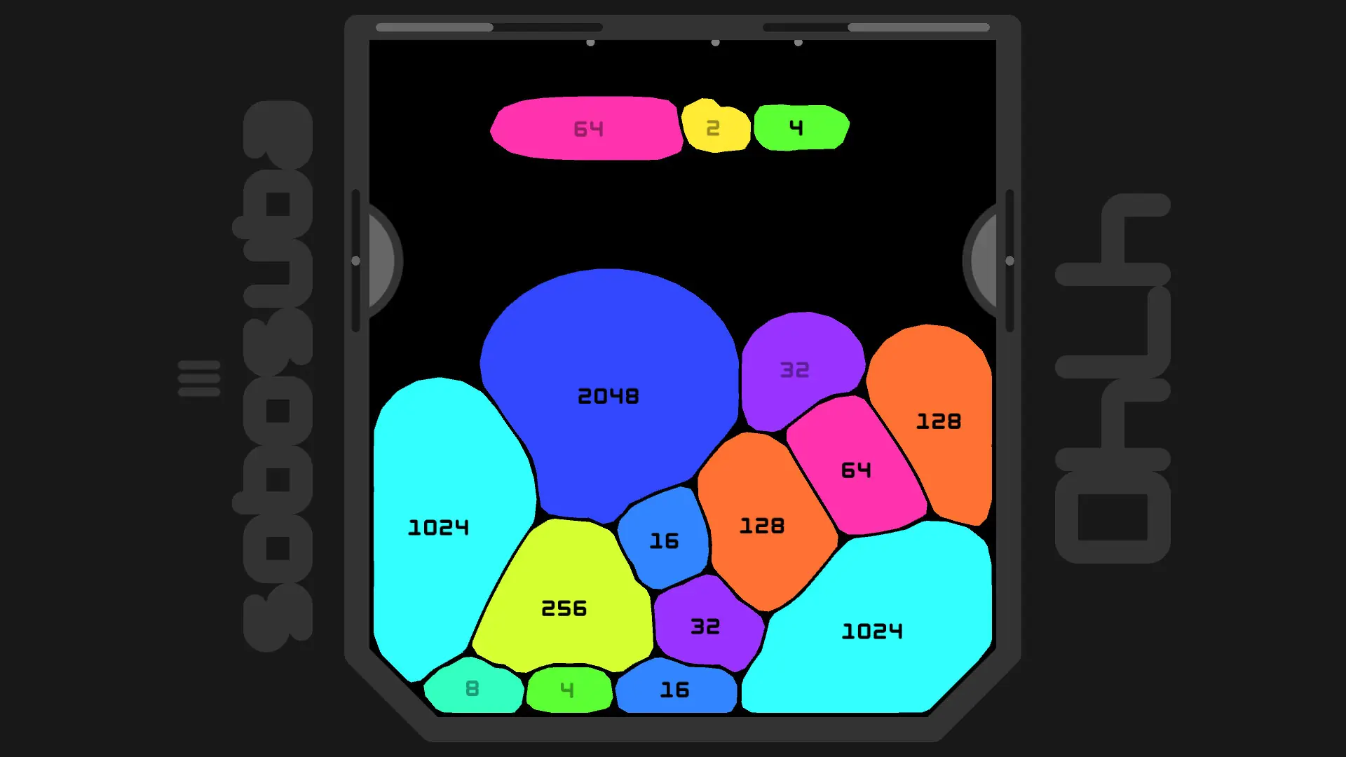 Official sobosuba screenshot with a 2048 blob above two 1024 blobs